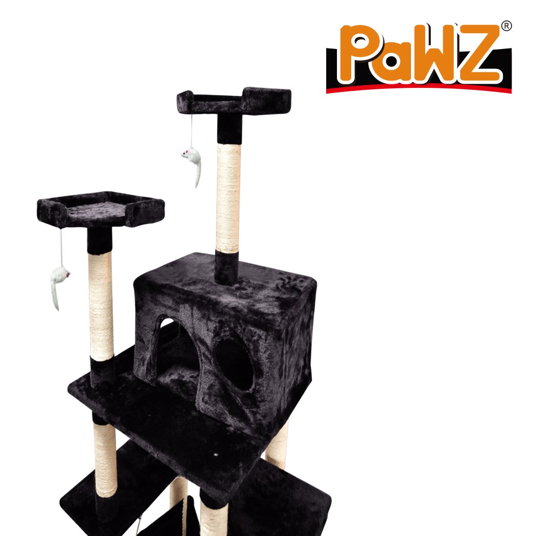 PaWz 1.83M Cat Scratching Post Tree House with plush velvet cover and natural sisal posts, designed for climbing and scratching.